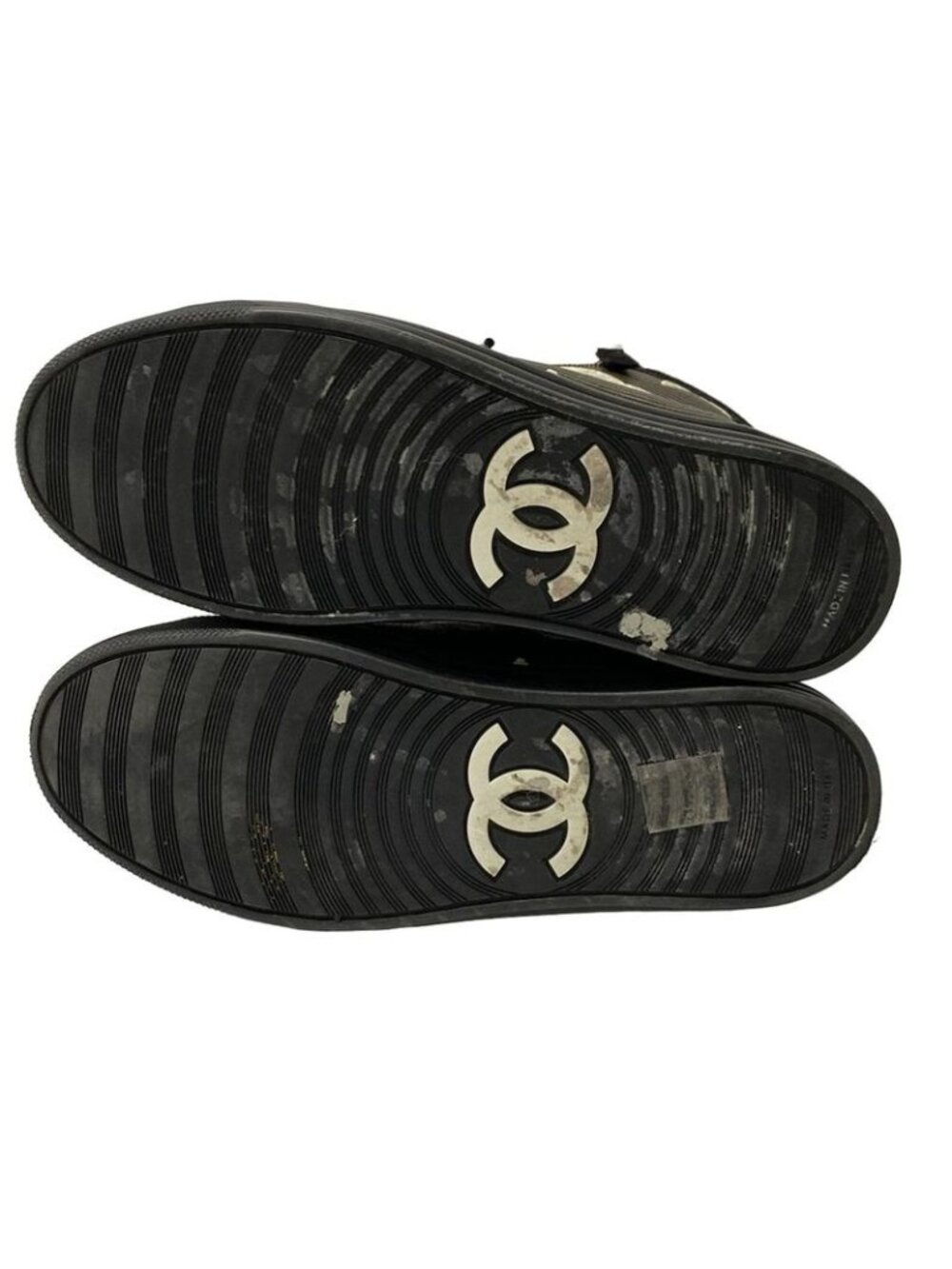 Chanel Sneakers 35.5 Black Brown Ivory High Cut Border - Picture 4 of 9
